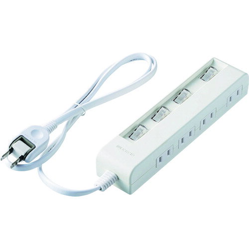 ELECOM 省エネタップ 個別スイッチ 横挿し 4個口 1m ホワイト T-E5C-2410WH 【147-2567】