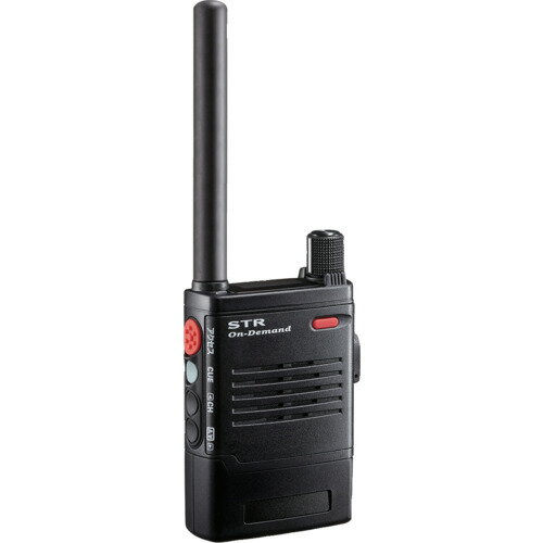 【特長】■混信があってもテレポート機能で簡単にチャンネルを移動、混信をシャットアウトします。■デュアルチャンネル受信ですので、2つのオペレーションを同時にモニターすることができます。■24mmの薄型ボディ、堅牢、防塵防水（IP68）構造です。■クラス最大700mWの高音質、大音量スピーカー内蔵です。■ワンクリックで送話開始して話が終わると自動で受信に戻るワンクリックハンズフリーと長押しで従来のPTT運用をおこなう2つのPTT運用を併用できます。【用途】■工場内の構内連絡用、建設現場。【仕様】■色：ブラック■幅(mm)：58■奥行(mm)：23.5■高さ(mm)：83■アンテナ長(mm)：99■適合中継器：EXR100A■市街地通話距離(km)：0.1〜0.2■郊外通話距離(km)：1■電源：充電式、乾電池■保護等級：IP68■チャンネル数：交互通話20ch、中継通話27ch■音声出力(mw)：700■送受信周波数(MHz)：交互通話(単信) 422MHz帯、中継通話(半複信)421MHz帯 / 440MHz帯■免許・資格要不要：不要【セット内容】■ベルトクリップ【注意事項】■使用するには別売のリチウムイオンバッテリーと充電器、または乾電池ケースが必要です。■通話距離の目安は使用する環境や地形などにより異なる場合があります。