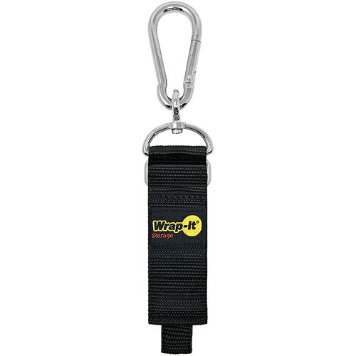 WrapーIt カラビナ付き収納ストラップ 12インチ 黒 100-HNH-12BL 【708-6516】
