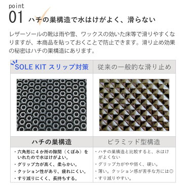 SOLE KIT ソールキット スリップ対策 NA柄 黒 かかと用 メンズ レディース 靴底に貼る滑り止め 靴裏の滑り止め 貼り付け シール 靴用 雨 雪靴 靴裏修理キット solekit ビジネスシューズ パンプス ブーツ