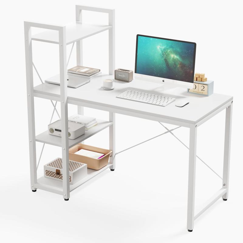 PQNLXLN パソコンデスク ラック付きデスク H型(棚は左右付け替え可) 机 棚付き PCデスク 勉強机 幅100c..