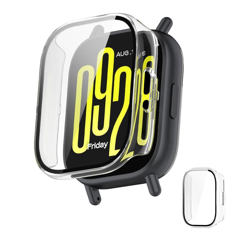 Rakuten - For Redmi Watch 5 Lite カバー （シャオミ）Redmi Watch 5 Lite 保護ケース 強化ガラスフィルム+超耐衝撃PCフレーム 反射低減 指紋防止 軽量スリム設計
