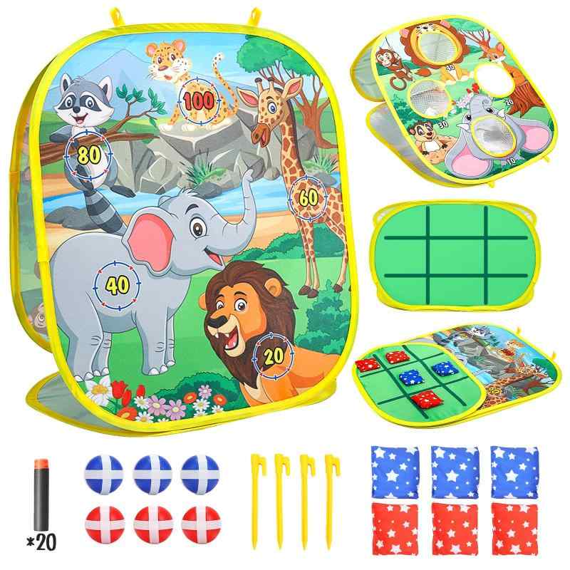 ダーツボード Skirfy 射的セット おもちゃ ダーツセット 粘着ボールゲーム 豆投げ袋 井の字遊び マジッ..