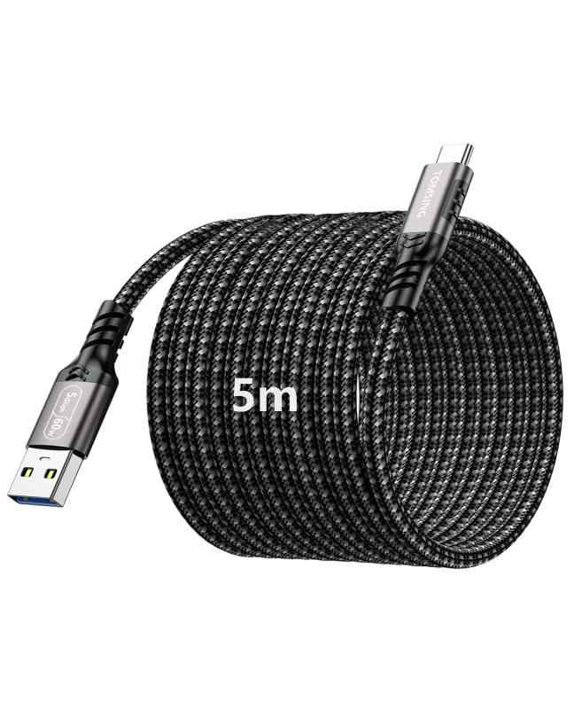 Long USB to USB C ケーブル Quick Charge USB 3.2 Type C ケーブル 3A/60W急速充電 5Gbps高速データ転送 ナイロン編み 断線防止 for iPhone 16 / 15 /iPad Pro/MacBo