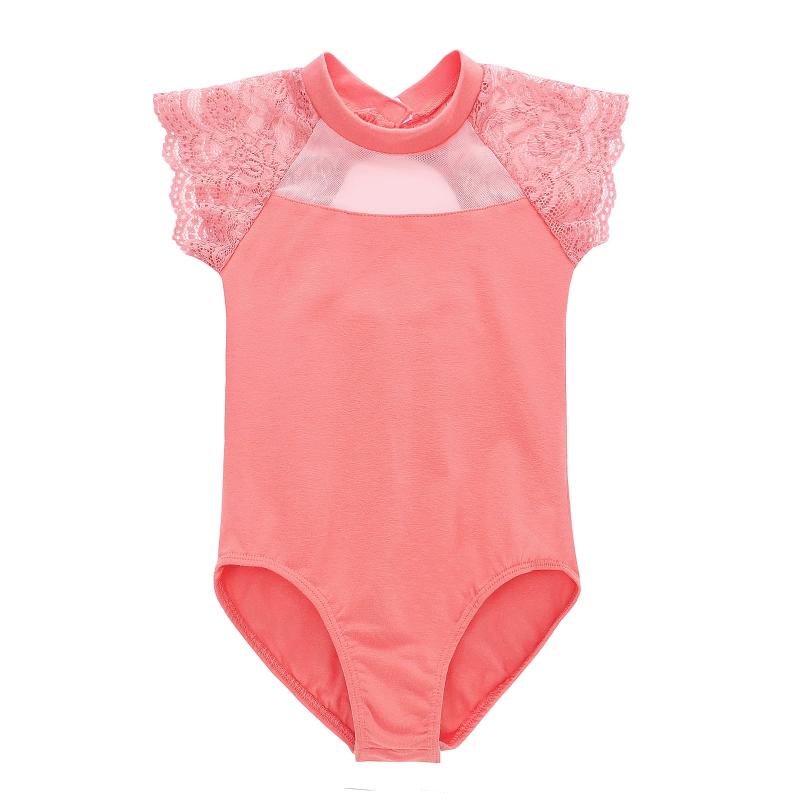 [Famuka] バレエレオタード 子供 キッズ レース切り替え 新体操 ジュニア こども用 ガール 女の子 半袖 バレエ練習着 ダンス衣装 バレエドレス 舞台衣装 練習用 スカートなし
