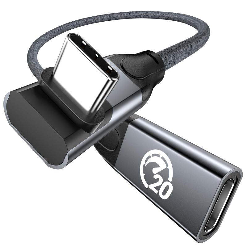 タイプc 延長ケーブル 0.3M USB C延長ケーブル 240W 90度USBCオス-USBCメス USB 3.2 Gen2 20Gbps高速データ転送 急速充電 PD typecコード 4K対応 映像出力 iPhone 16 15、MacBook、i