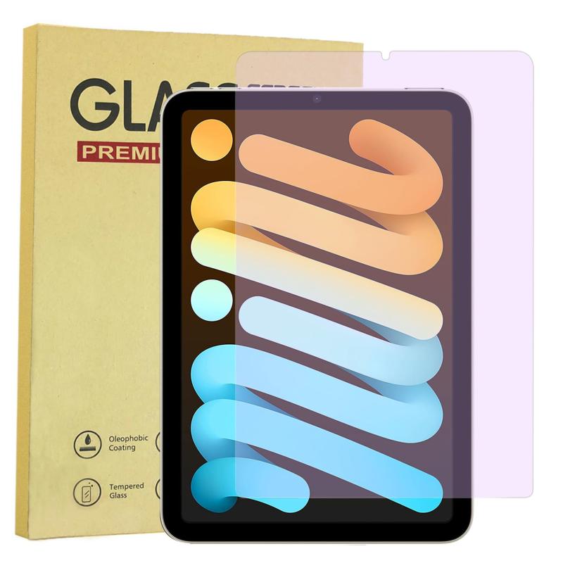 ブルーライトカットiPad mini7(A17 Pro)/mini6 ガラスフィルム iPad mini 7/6 世代保護フィルム 強化ガラス 液晶保護 目の疲れ軽減 六倍強化 高透過率 気泡防止 飛散防止 指紋防止 アイパッドミニ