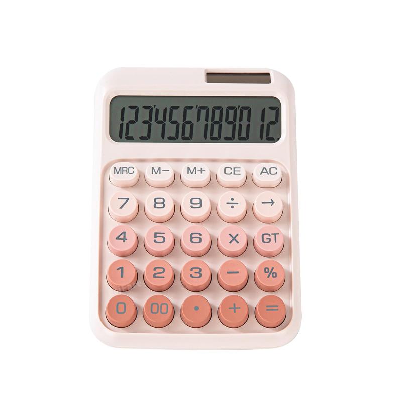 電卓 ピンク 電卓 おしゃれ 12桁 ソーラーと電池二重電源 かわいい 滑り止め 丸ボタン 持ち運び便利 税金会計/家庭/オフィス/学校/ビジネス 計算機 文房具用品のサムネイル