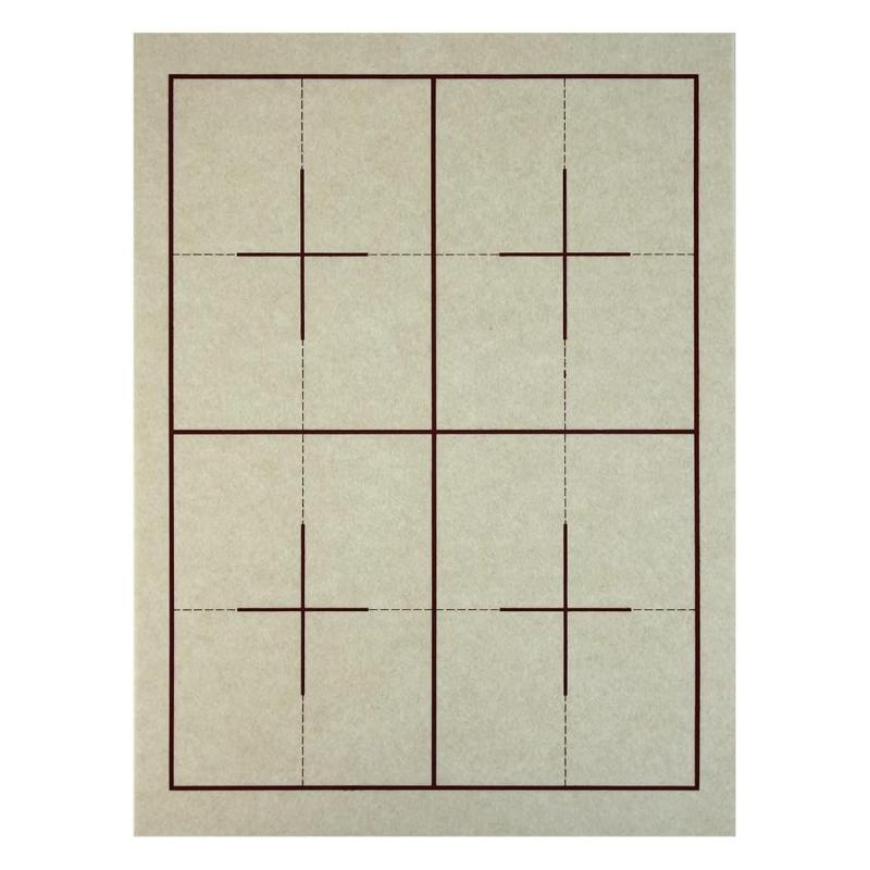 書道下敷き 両面罫入ベージュ 4文字6文字 名前枠なし 半紙 美の判 278×380mm フェルト2.7mm