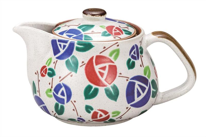 ナカマル『九谷焼』ポット急須・ミニバラ K9-607