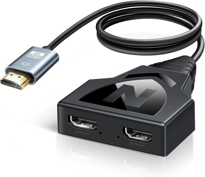 HDMIケーブル分配器 4K HDMI スプリッター1入力2出力 同時出力 HD、LED、LCD用 1対2 Splitter USB Type-C給電 3D/HDCP1.4対応 Xbox/HDTV/DVDプレーヤー/パソコンに適用
