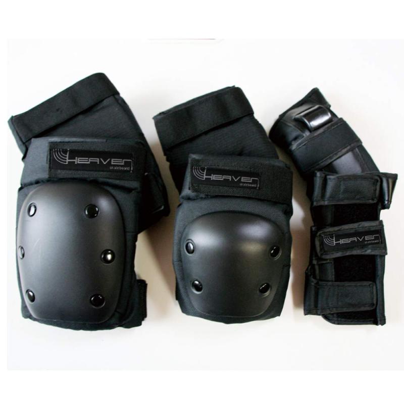 ヘブンスケートボード プロテクター3点セット スケートプロテクター ブラック