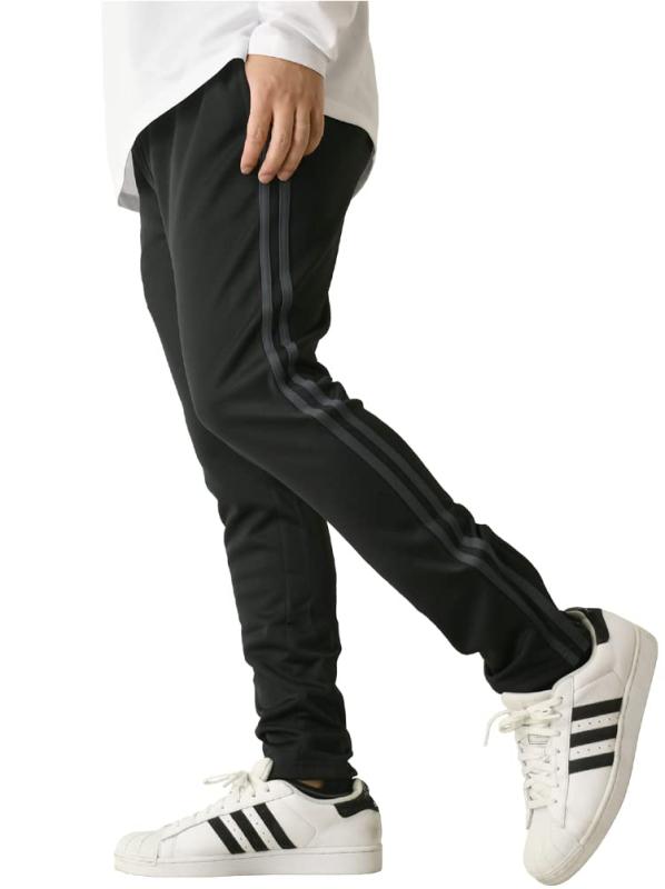 [ラフルーレ] M3 ジャージパンツ メンズ ストレッチ サイドライン ジャージ 下 裾ファスナー UPF50+ UVカット