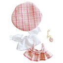 niannyyhouse ぬいぐるみ 用 20cm人形の服 帽子+ワイシャツ+スカート+付属品 4点セット サスペンダースカート ベレー帽 着せ替え 服 人形ベビー服 綿人形の服