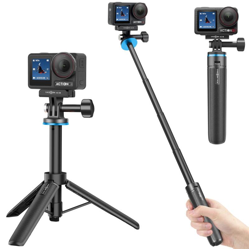 Rakuten - DJI Osmo Action 5 Pro/4用 ミニ延長ロッド/三脚/自撮り棒/一脚兼用 4段階伸縮 旅行用 卓上三脚 持ち運び便利 DJI Osmo 360、Osmo Action 5 Pro、Osmo Action 4、Osmo Action 3、