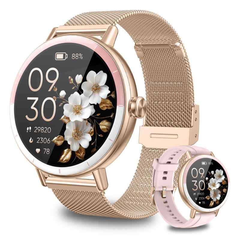 スマートウォッチ レディース smart watch 女性向け iPhone対応 アンドロイド対応 ランニングウォッチ 長续航7日間 1.27インチ大画面 心拍・血中酸素・睡眠モニタリング IP68防水 100スポーツ