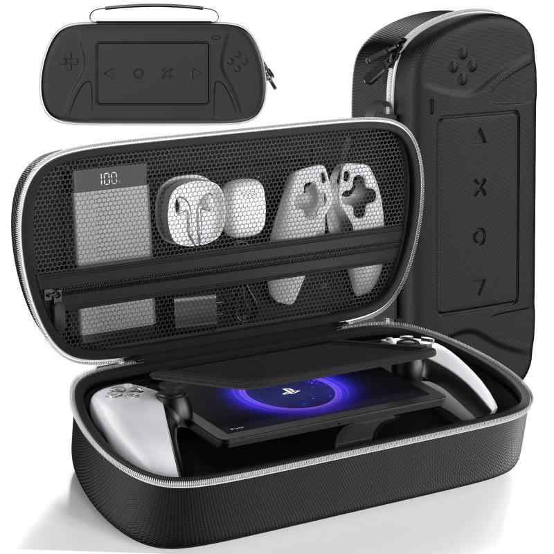 Portal対応PS Portal ケース PSポータブル 収納バッグ PS5 リモートプレイヤーポーチ ハードケース アクセサリー収納 大容量 全面保護 耐衝撃 キズ防止 防水防塵 持ち運び便利 黒