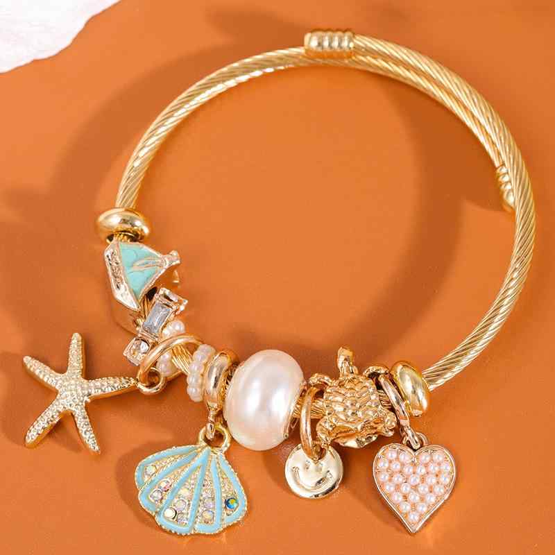Women's Wrist Accessory Fashion Bracelet Simple Starfish Seashell Heart Charm Elegant Light Blue Black Pink Colorful Summer Lightweight Commuting Everyday Wear Nature Motif Office Style Trend Accessory