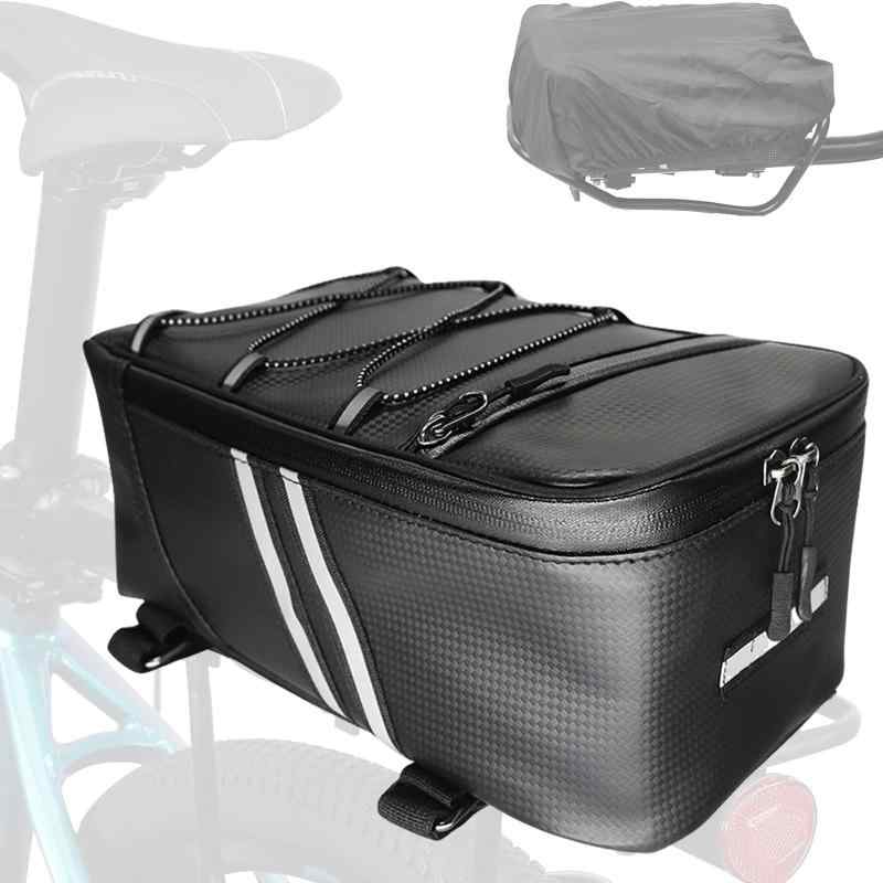 SensaBliss 自転車 リアバッグ パニアバッグ 大容量 8L 耐水PUレザー 反射テープ 自転車 バッグ 後ろカゴ 防水カバー付き リアキャリア バッグ マウンテンバイク クロスバイクロードバイク ロー