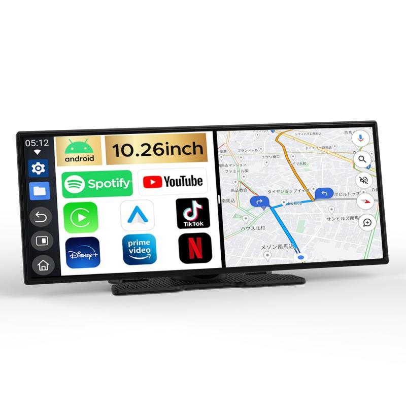 ディスプレイオーディオ10.25インチ ワイヤレスCarPlay/Android Auto対応 カーナビ カーオーディオ YouTubeやNetflixなどが動画視聴できる Androidシステム 1920*720解像度 2画面分割 駐車補助 WiFi/