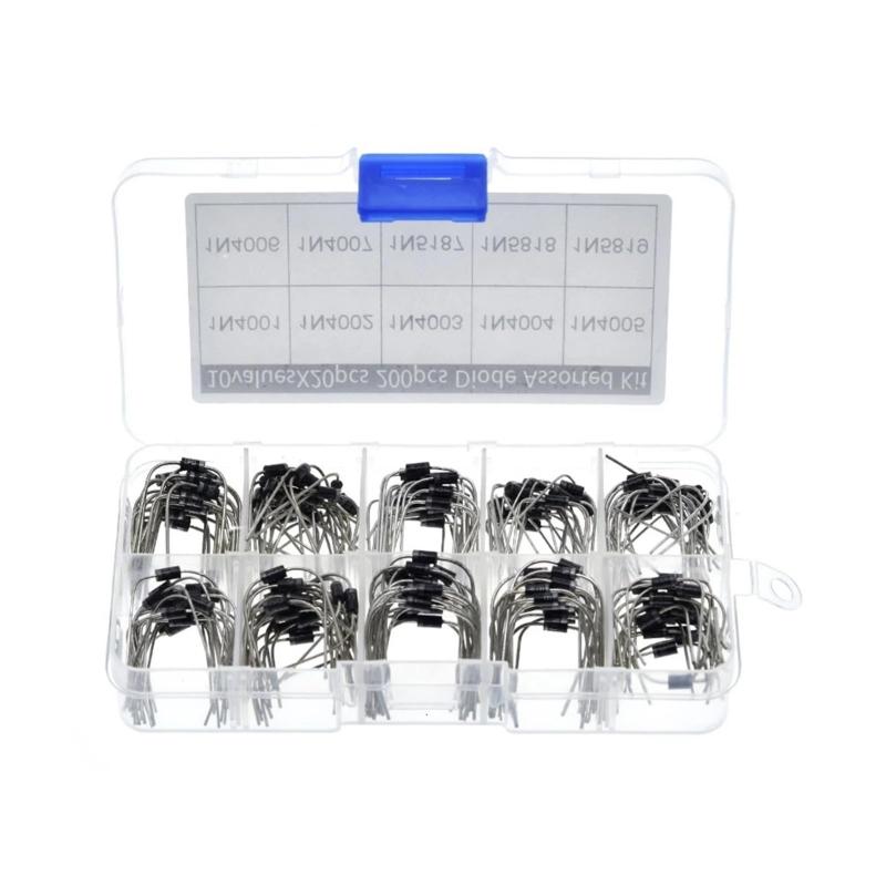 Rakuten - 200個 整流器ダイオードセット 10値 1N4001〜1N4007 1N5817〜1N5819、電子ゲルマニウムダイオード