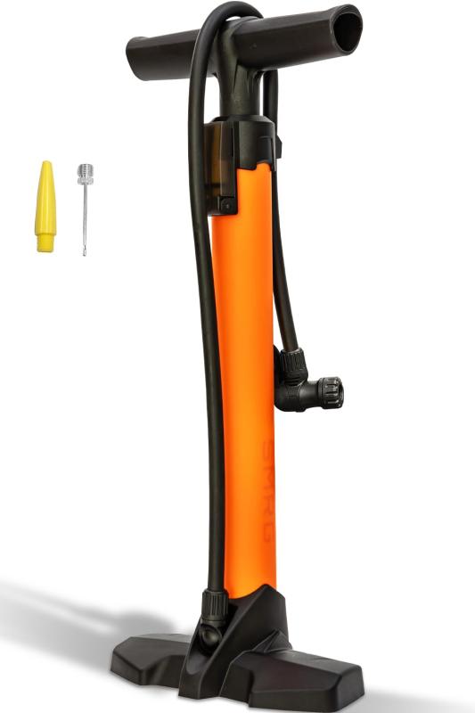 【台湾製】SMRG 自転車 空気入れ 英式 仏式 米式バルブ対応 小型 軽量 コンパクト フロアポンプ 空気針 ノズル 付属 ケース内蔵 SR-FP