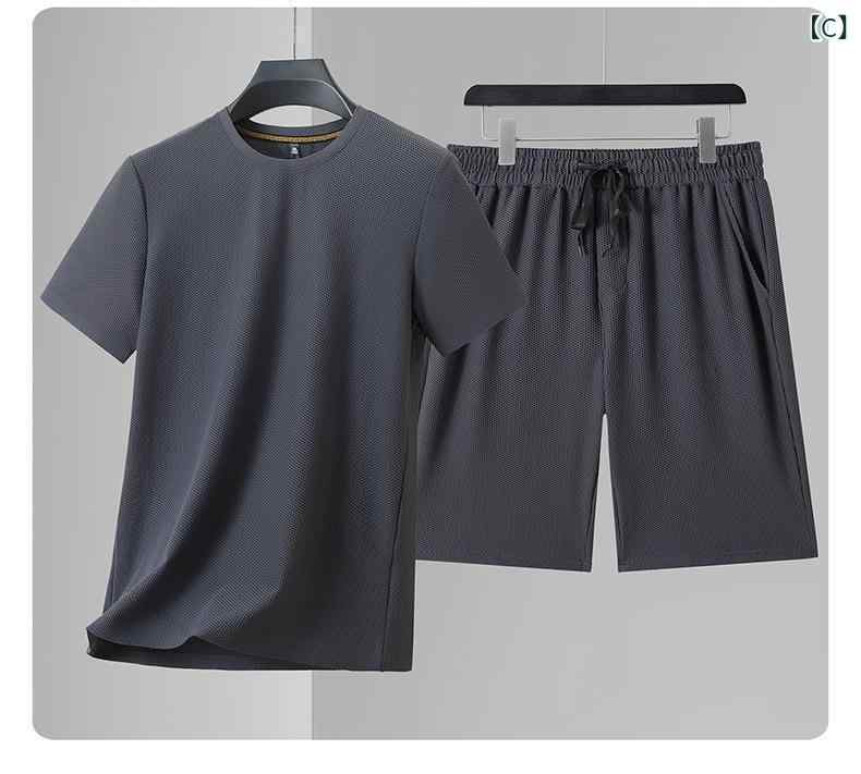 メンズ スポーツウェア セット 短袖 Tシャツ ショートパンツ 速乾 透気 夏用 化繊...