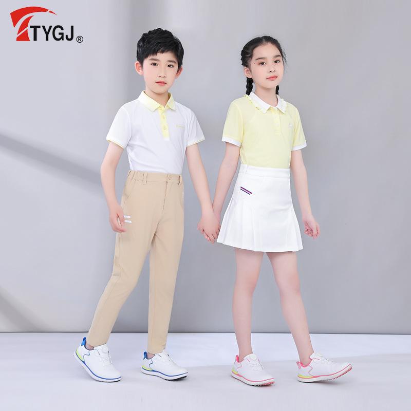 ゴルフポロシャツ キッズ 男の子 女の子 半袖 子供服 ジュニア スポーツウェア 伸縮性 春夏 吸汗速乾 ポリエステル素材 白 黄色 ピンク