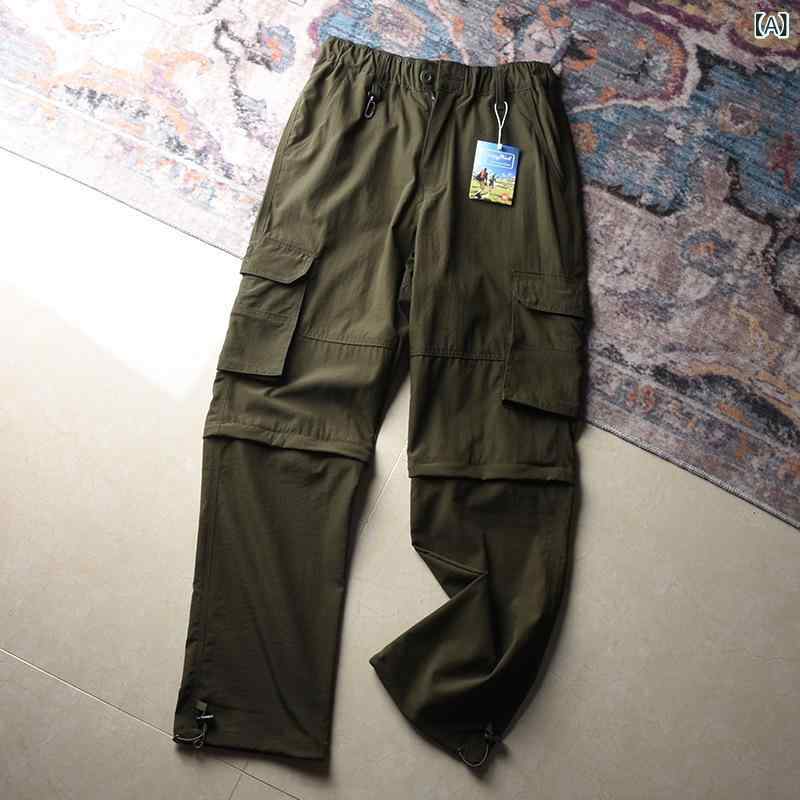 メンズ 工装パンツ 直筒型 短パン 中腰 薄手 春 防水 速乾 登山 キャンプ ハイキング 軍緑 黒 深灰 綿混 軽量 ポケット多め カジュアル 普段使い アウトドア ストレッチなし