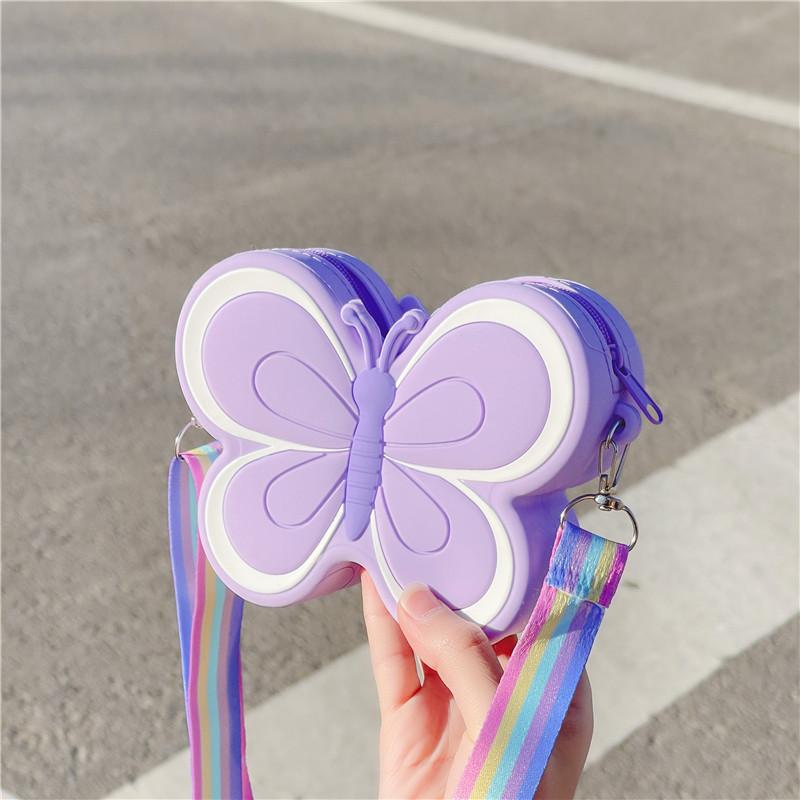 女の子 バッグ シリコン ソフト プリンセス かわいい 動物柄 蝶結び 軽量 耐摩耗 抗衝撃 収納可能 紫 ピンク 夏