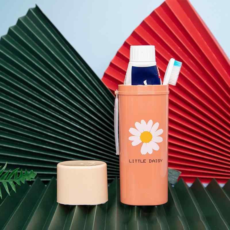 3歯ブラシケース 旅行 携帯用 歯ブラシ コップ プラスチック製 デイジー柄 歯磨きコップ 収納ケース・素材: 塑料・カラー: ランダム・サイズ: 20cm*6cm