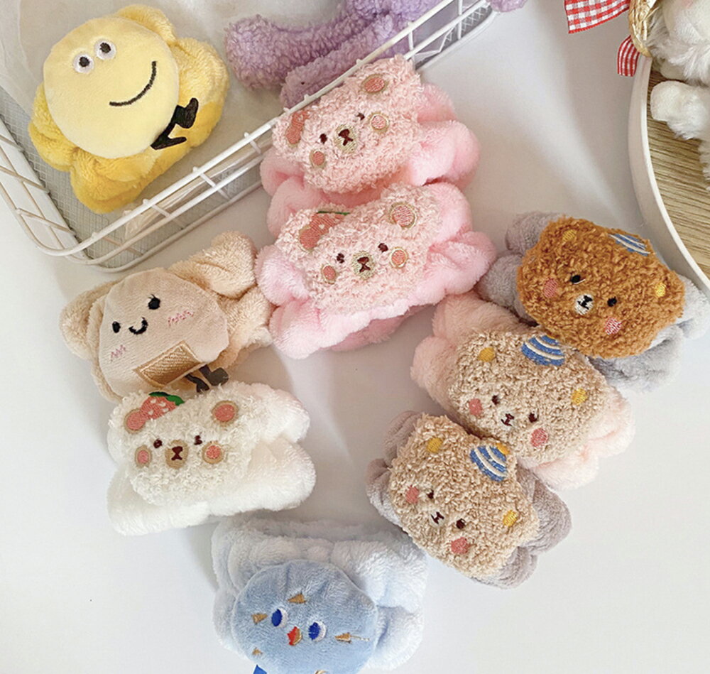 袖濡れ防止 マイクロファイバー吸水リストバンド ぬいぐるみ付きデザイン両手用2個セット