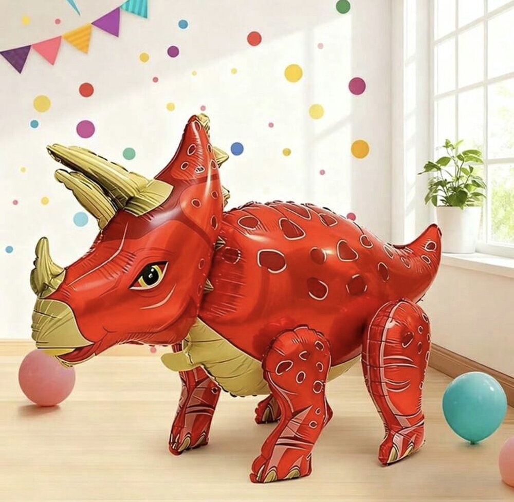 レッドトリケラトプス 恐竜バルーン 大きいサイズ ビッグサイズ 誕生日 恐竜 バルーン Happy birthday ハッピーバースデー 飾り付け 風船 文字 アパーティー 飾り付け