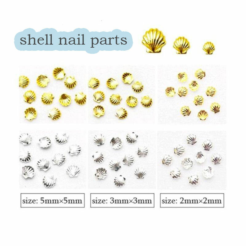 Rakuten - 20個入り メタルパーツ シェル 貝 ゴールド シルバー ネイルパーツ スタッズ 夏 海 ネイル用品 GOLD アートパーツ アートパーツ デコ素材