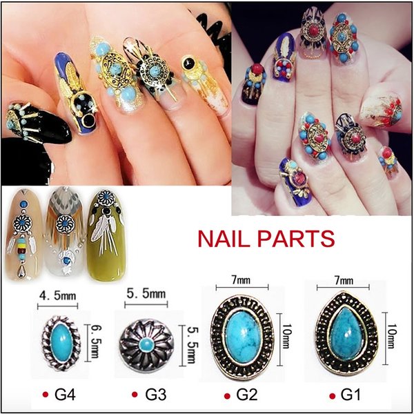 5個入り メタルパーツ ネイルパーツ コンチョ ターコイズ風 ゴールド シルバー スタッズ ネイル用品 GOLD SILVER アートパーツ アートパーツ