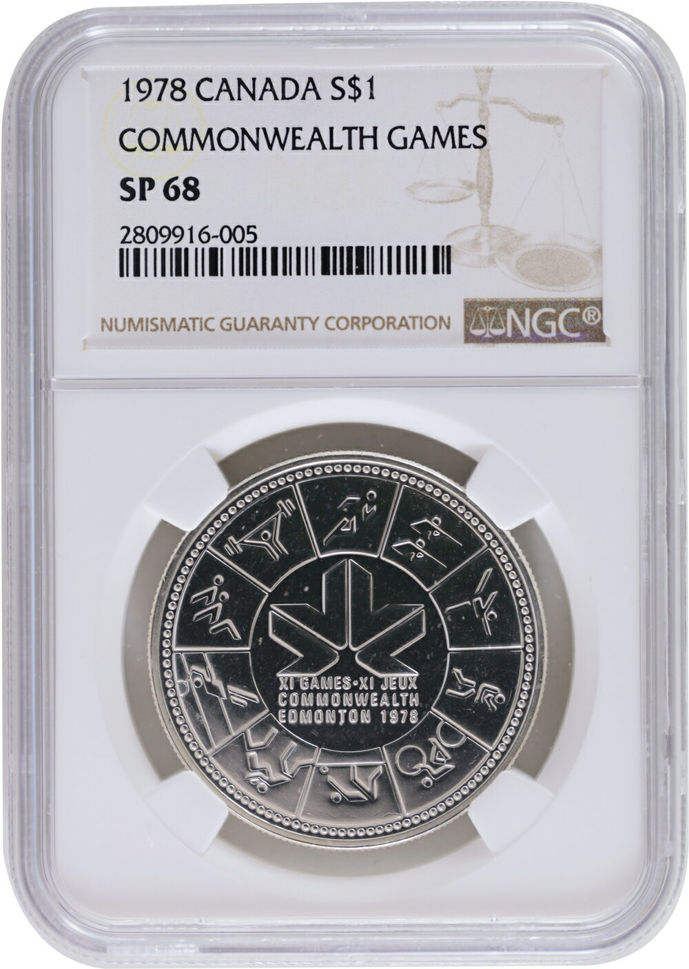 カナダ 1978 1ドル銀貨 NGC SP68 銀品位500 径36mm 23.3276g 完全未使用