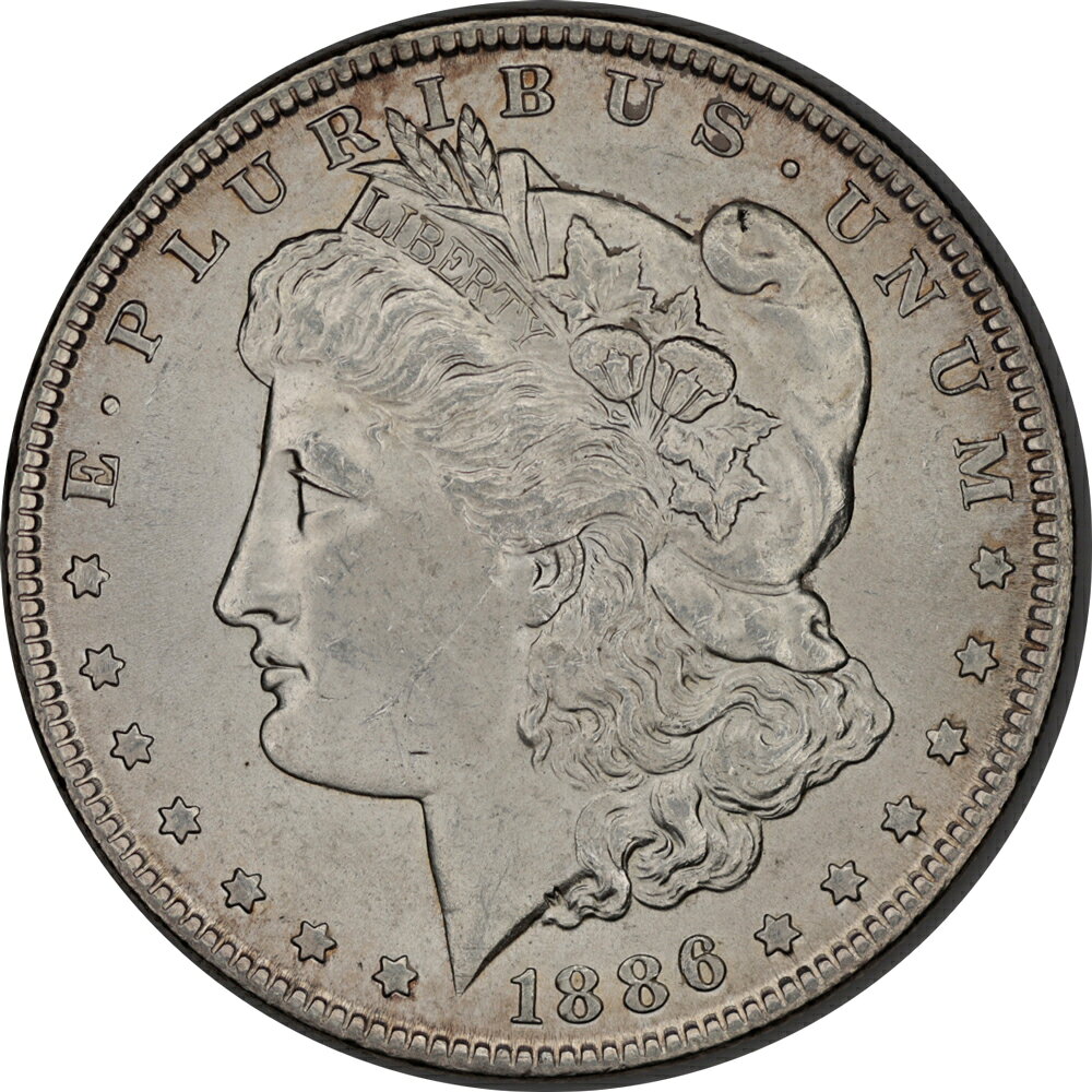 アメリカ　1886年　未使用　モルガン銀貨　 900silver 38.1mm 保証書付き