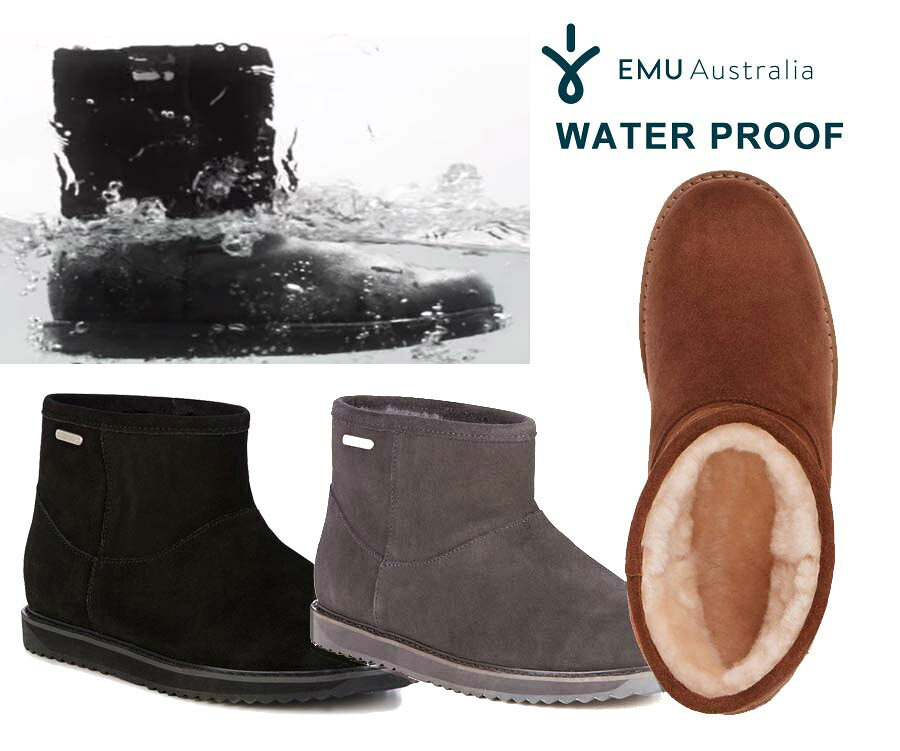 【国内正規品】 EMU Australia 完全防水ムートンショートブーツ パターソンクラシックミニ Paterson Classic Mini 雨、雪にも対応できるシープスキンレインブーツ エミュ オーストラリア W11619
