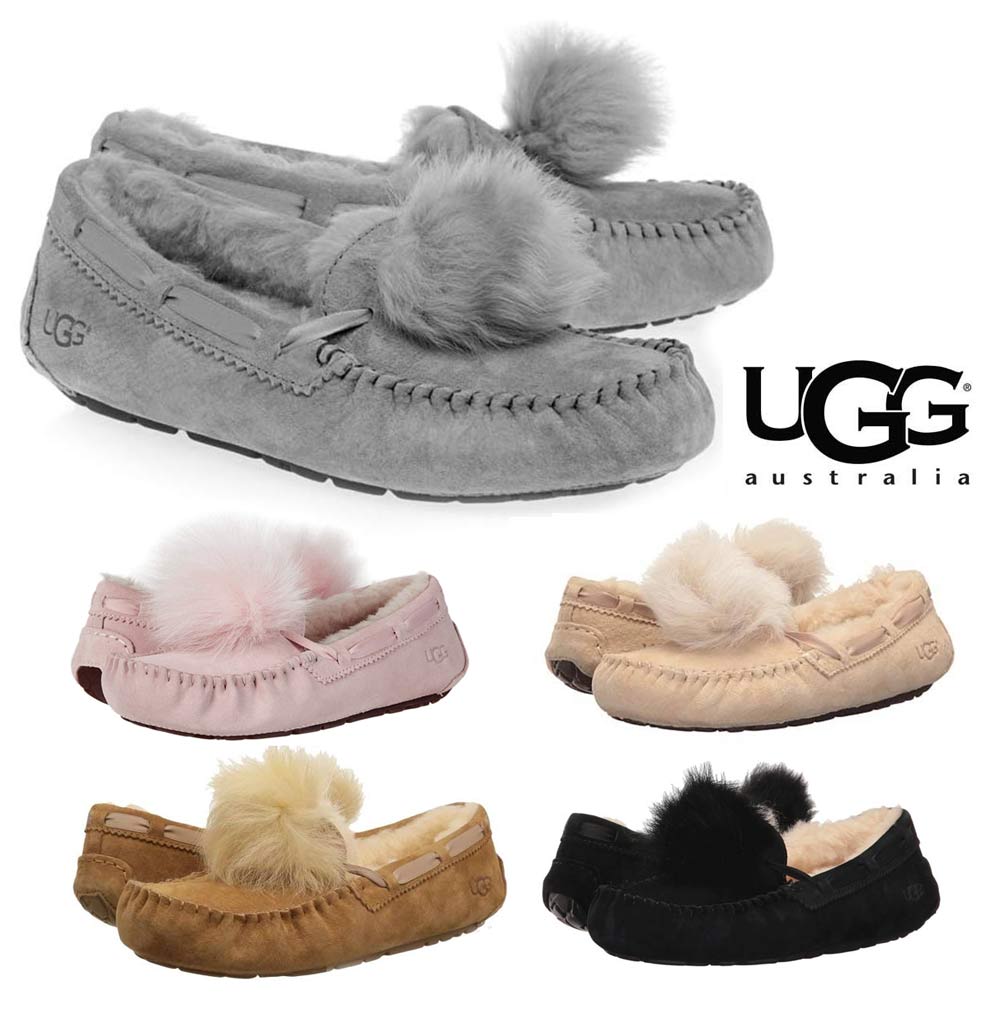 【撥水仕様】UGG（アグ）Dakota Pom Pom ダコタ ponponポンポン付きムートンシューズ/レディース/モカシン【あす楽対応_関東】