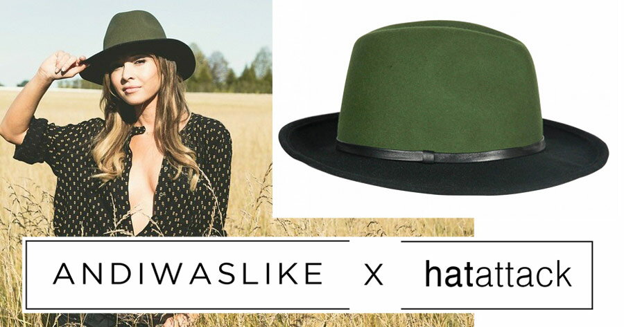AIWL×ハットアタック And I Was Like ×hatattack カラーブロックウールハット エナメルリボン付き グリーン×ブラック 母の日 ギフト 2026 2