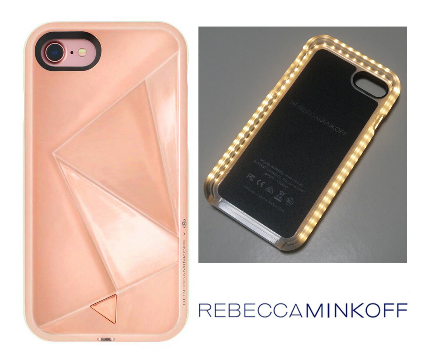 レベッカミンコフ(Rebecca Minkoff)光るLED iPhoneSE（第2世代 第3世代） 6 7 8ケース/ミラーローズゴールド【あす楽対応_関東】