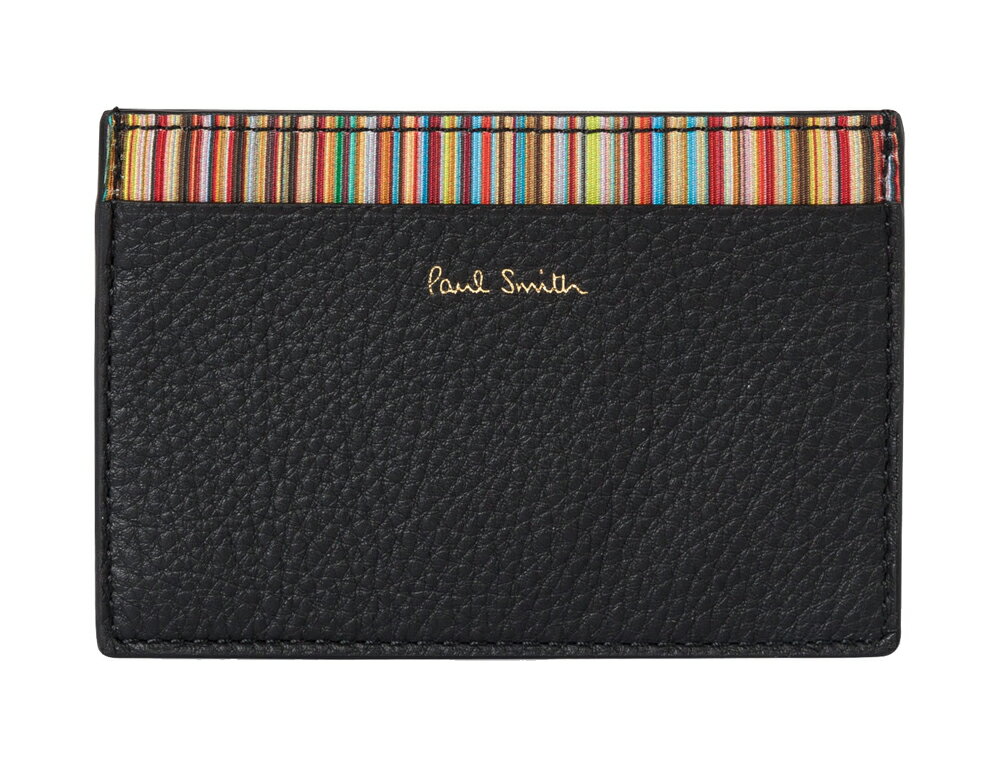 ポールスミス名入れ名刺入れ ポールスミス(PAUL SMITH)カードケース 名刺入れ/本革レザー/ブラックストライプ【あす楽対応_関東】