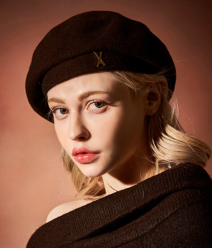 【正規販売店】VARZAR バザール ウールベレー帽 キャップ ハンチング ハット 韓国ブランド Stud Logo Wool Beret Black 364【あす楽対応_関東】 3