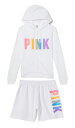 ヴィクトリアシークレットPINK VictoriasSecretPINK スウェット上下セット パーカー&ショートパンツ フーディー ホワイト 母の日 2025