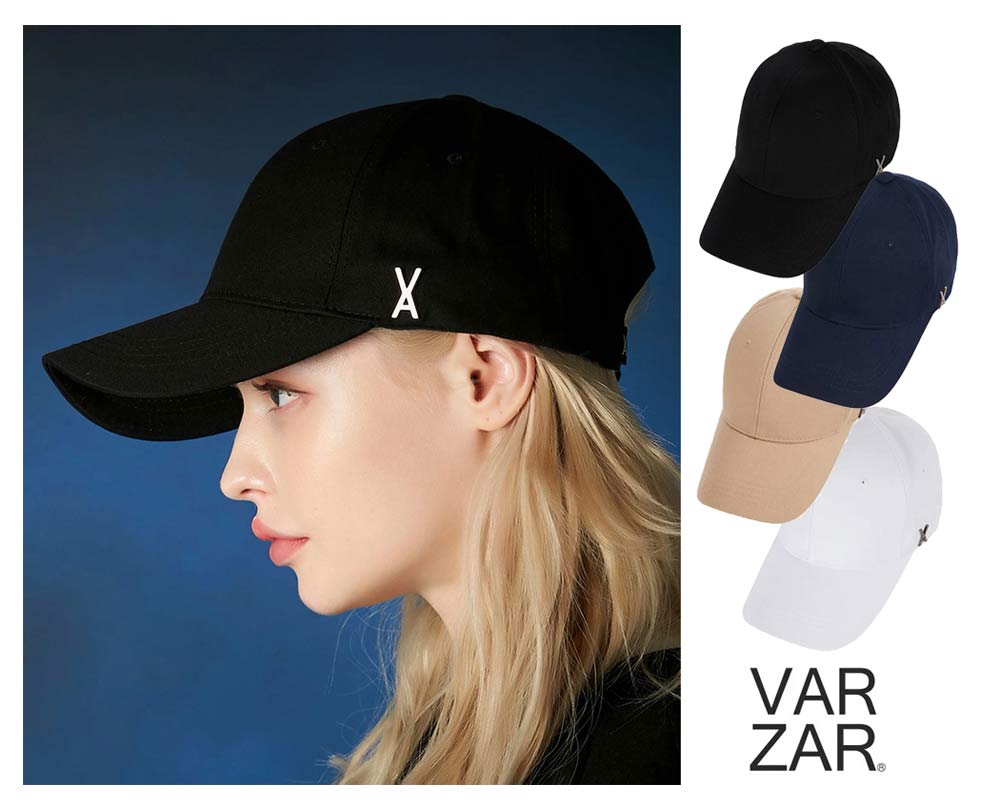【正規販売店】VARZAR バザールキャップ シルバー 韓国ブランド CAP 紫外線対策帽子 ブラック ネイビー ホワイト ベージュ Stud logo over fit ball cap 496 497 563 564