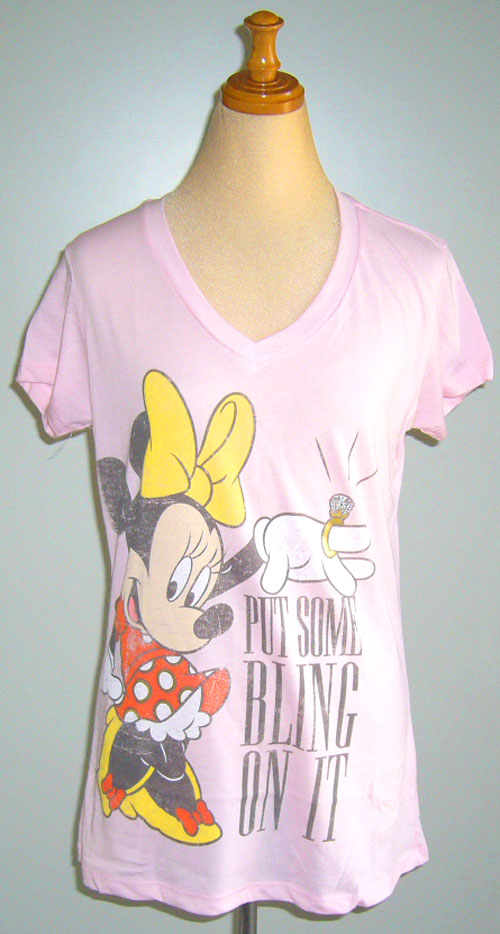 マイティーファイン（Mighty Fine）ラインストーン付きミニーマウスTシャツ（ピンク）/レディース【あす楽対応_関東】【Disneyzone】