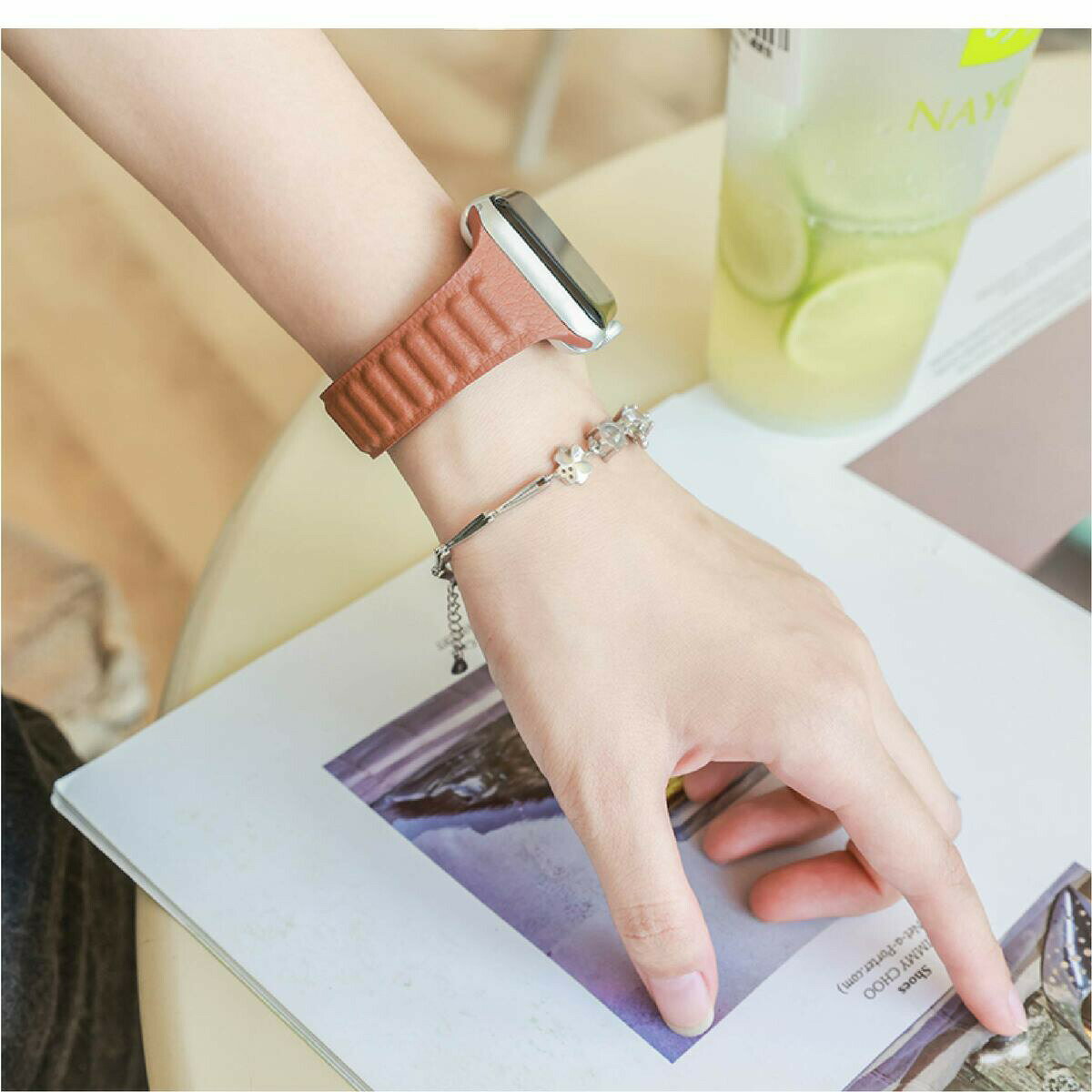 アップルウォッチ バンド スリムベルト マグネット レザーバンド マグネット 本革 本皮 38mm 40mm 41mm 42mm 44mm 45mm替えベルト ウォッチバンド おしゃれ メンズ レディース ユニセックス【送料無料】SK-2055