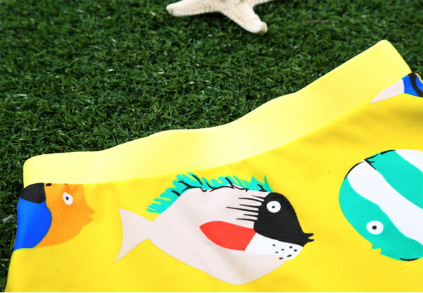 熱帯魚デザイン　スイムキャップ付き男の子用スイムパンツセット 子供 キッズ 赤ちゃん ベビー 水着　スイムウエア