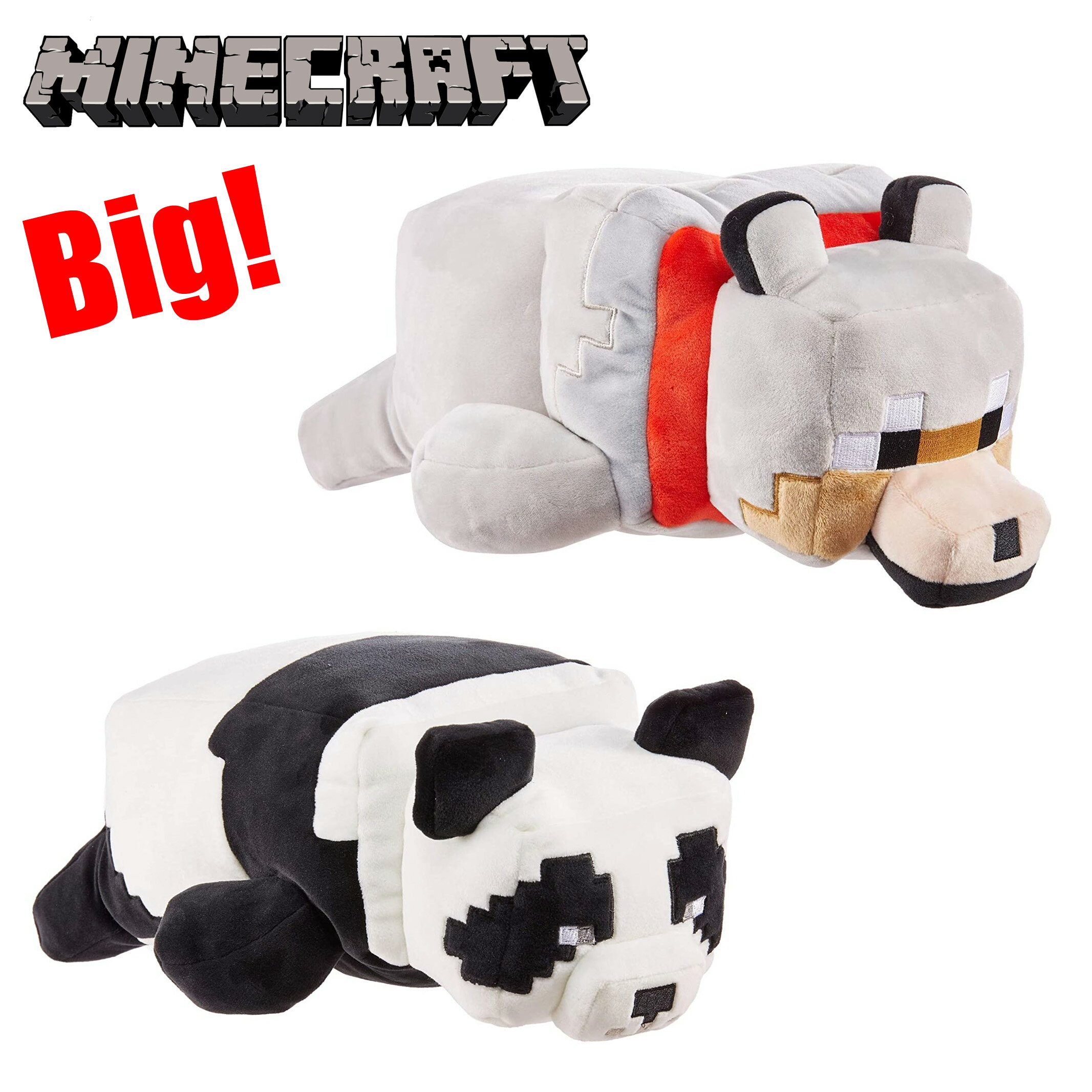 マインクラフトビッグサイズふわふわモチモチぬいぐるみ パンダフォックスから選べます。Mattel Minecraft Plush 宅急便