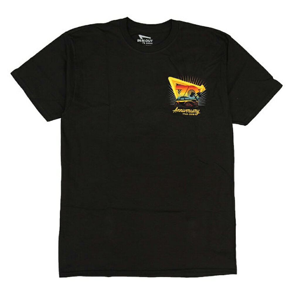 IN-N OUT BURGER インアンドアウトバーガー 70TH ANNIVERSARY BLACK Tシャツ 大人用 ネコポス便は送料無料